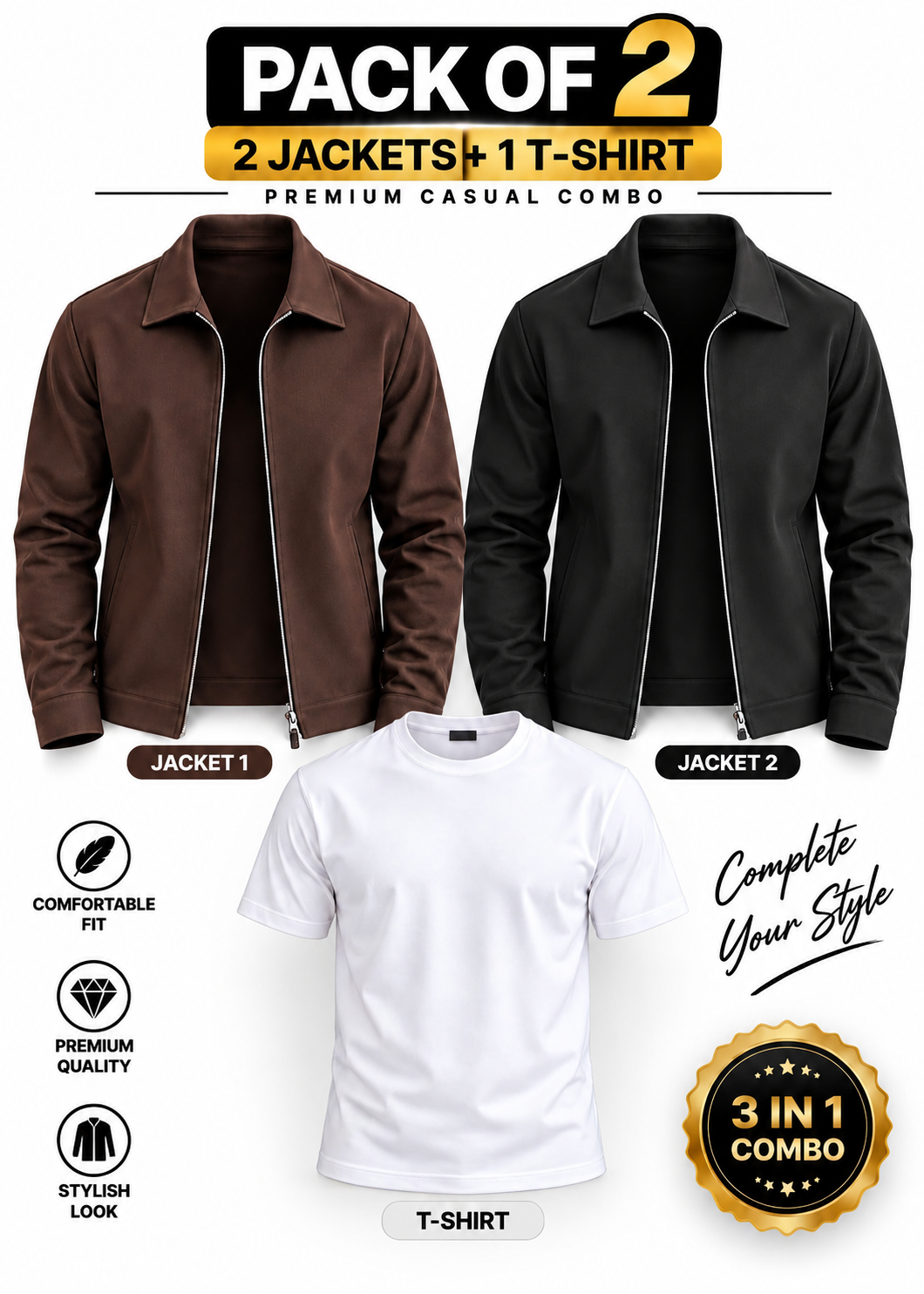 3-in-1 Combo Winter Deal < 2 Jackets + 1 Shirt