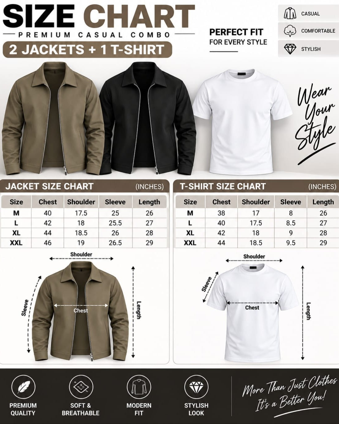 3-in-1 Combo Winter Deal < 2 Jackets + 1 Shirt