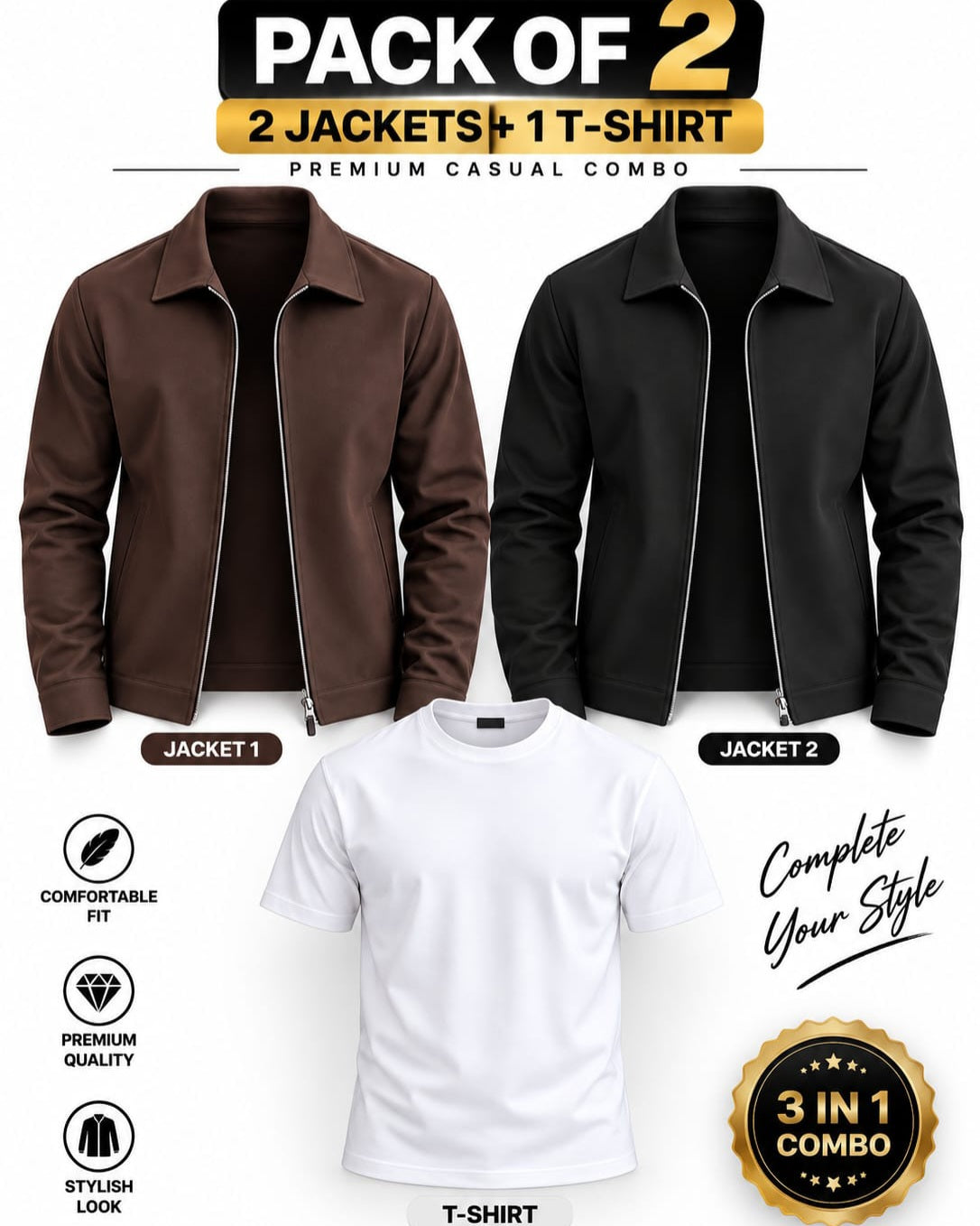 3-in-1 Combo Winter Deal < 2 Jackets + 1 Shirt